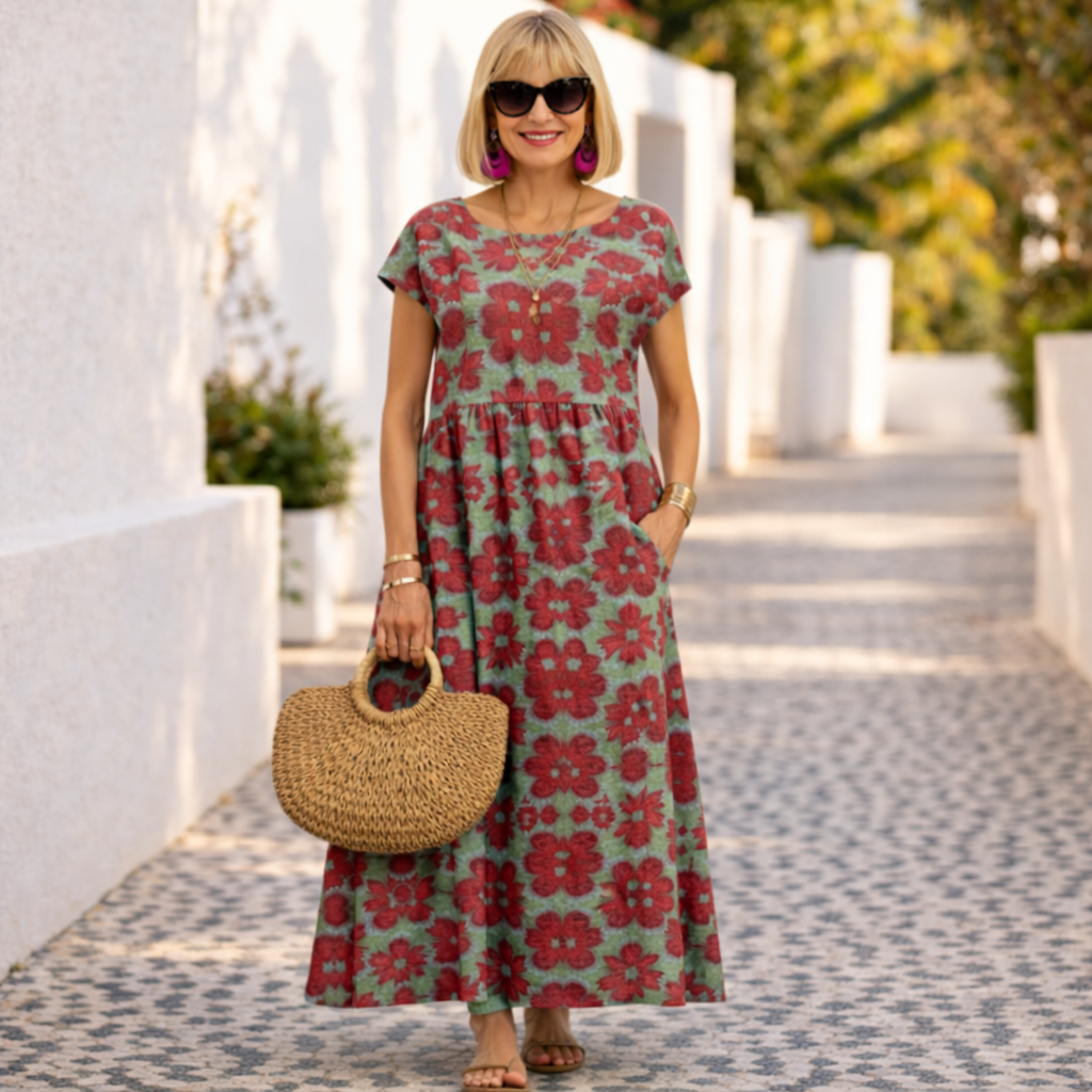 Barbara | Chic Floral Dress - Soft Elegance